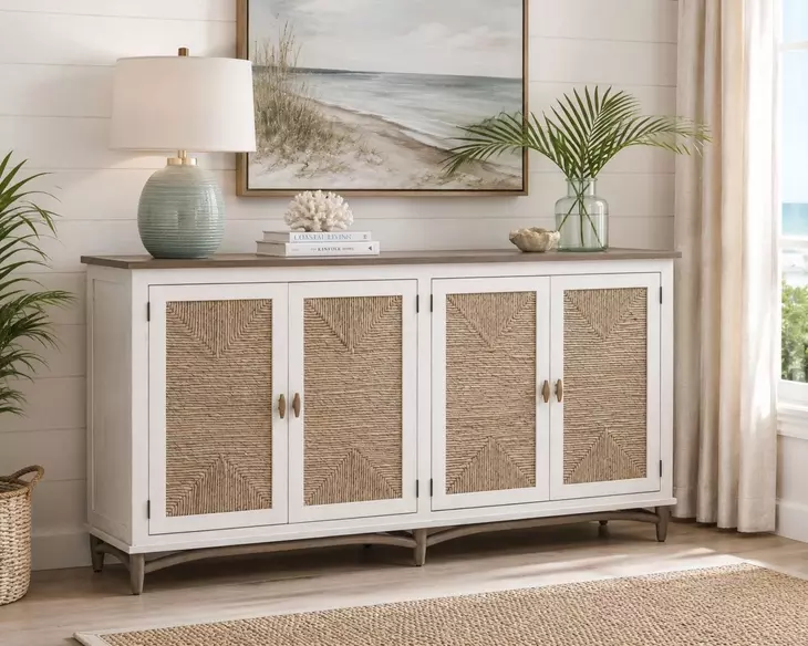 Hearthwood Sea Drift and White 4 Door Credenza