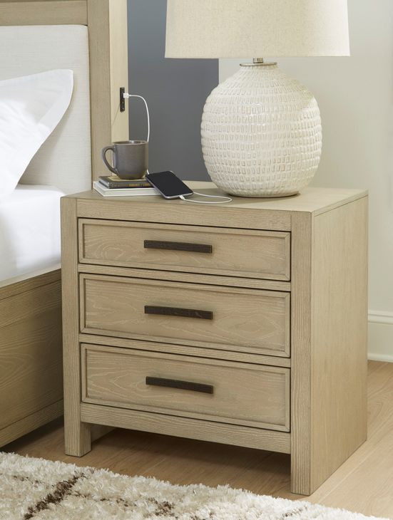 Calmoro Gray Wash 3 Drawer Nightstand
