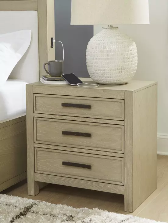 Calmoro Gray Wash 3 Drawer Nightstand