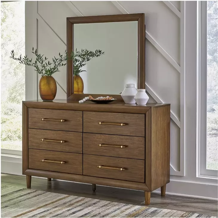 Lyncott Medium Brown Dresser with Mirror