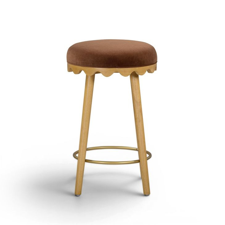 Oodle Bronze Performance Vegan Mohair Upholstered Counter Height Stool