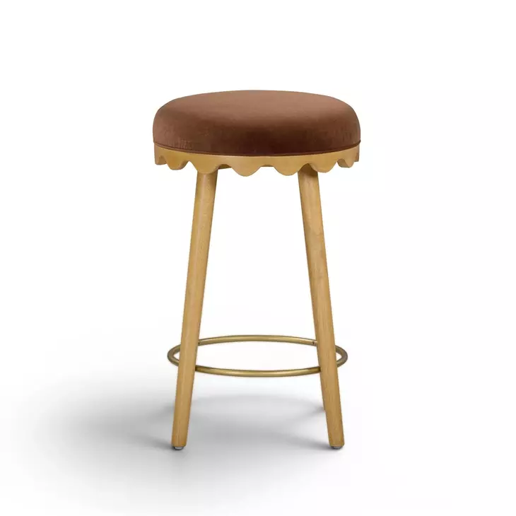 Oodle Bronze Performance Vegan Mohair Upholstered Counter Height Stool