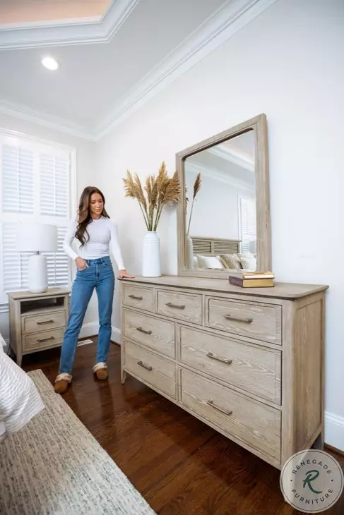 Harborview Glazed Driftwood Rectangular Dresser Mirror