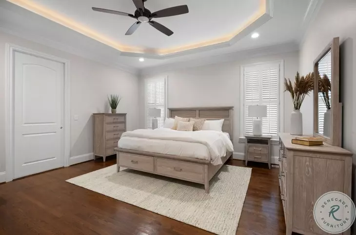 Harborview Glazed Driftwood Queen Bed with Storage