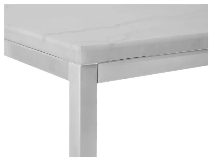 Isolde White and Brushed Nickel Rectangular Marble Top End Table