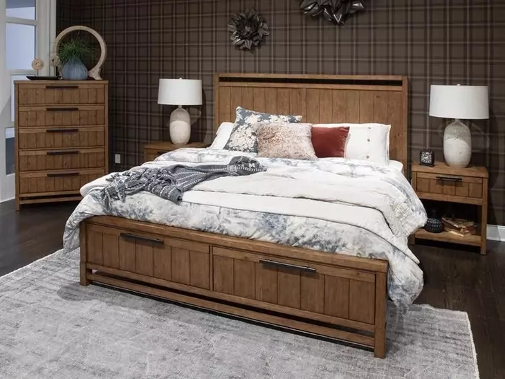 Conway Honey Wheat King Storage Panel Bed