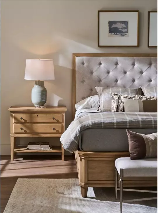 Oakmere Natural 2 Drawer Open Nightstand with USB Charging