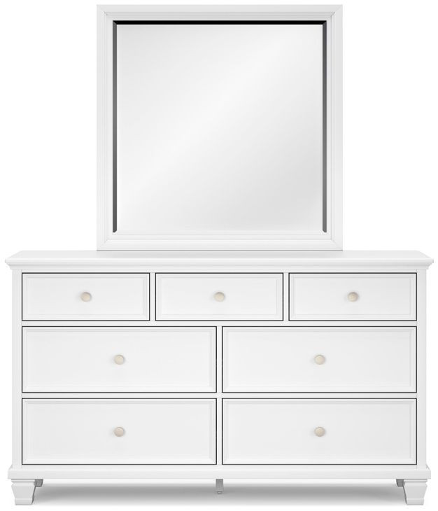 Fortman White 7 Drawer Dresser and Rectangular Mirror