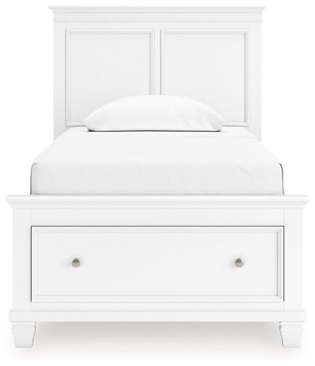 Fortman White Twin Storage Panel Bed