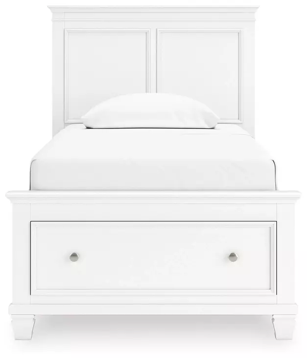 Fortman White Twin Storage Panel Bed