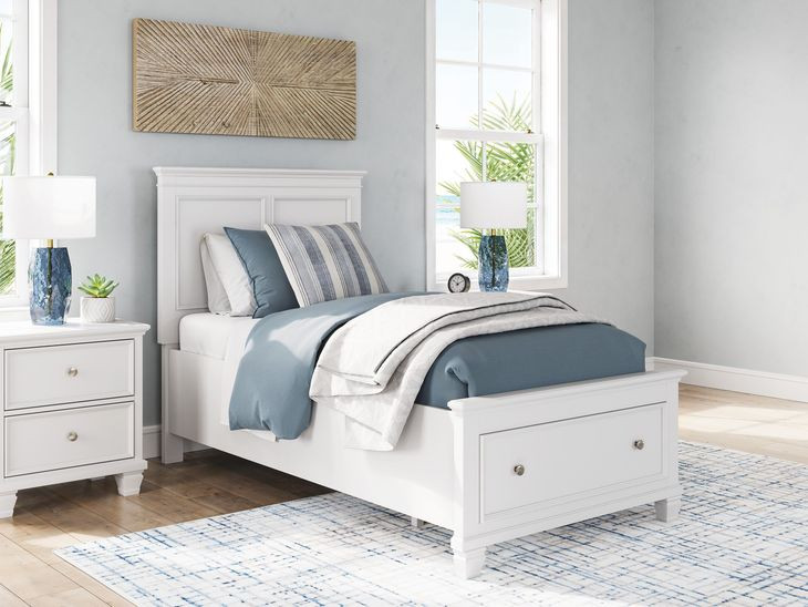 Fortman White Twin Storage Panel Bed