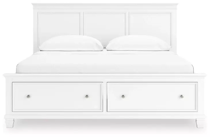 Fortman White California King Storage Panel Bed