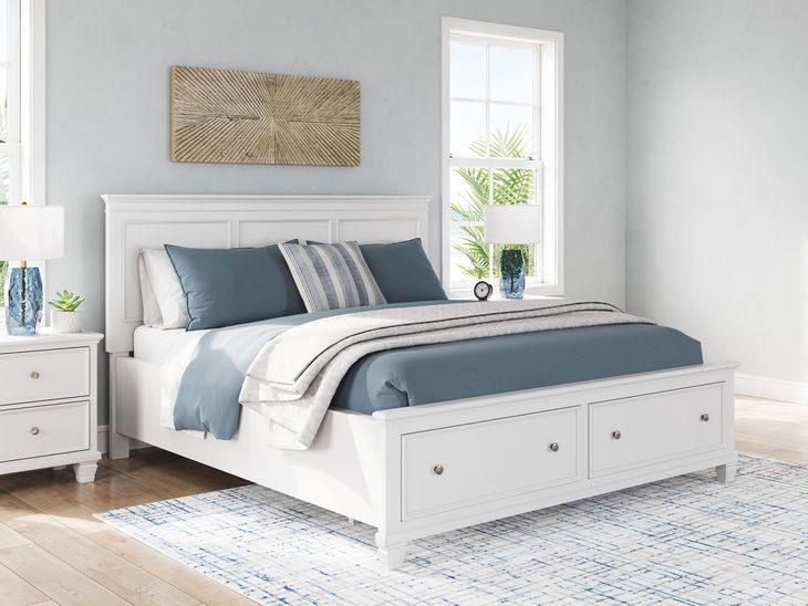 Fortman White California King Storage Panel Bed