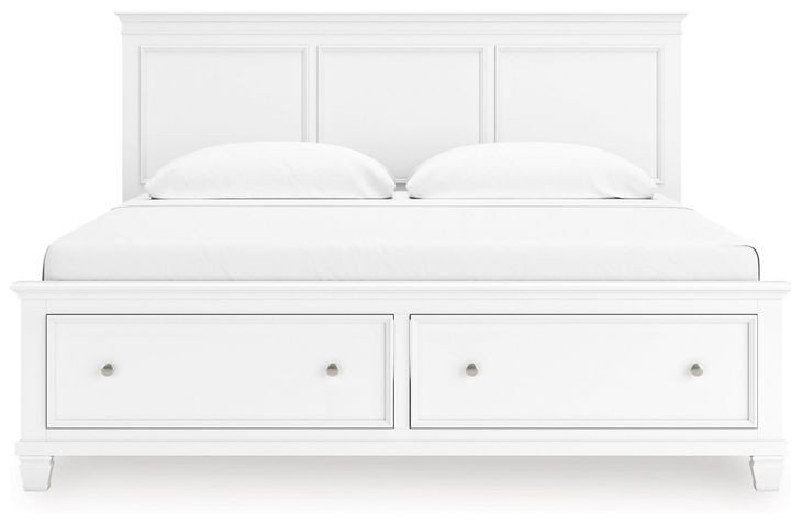 Fortman White King Storage Panel Bed