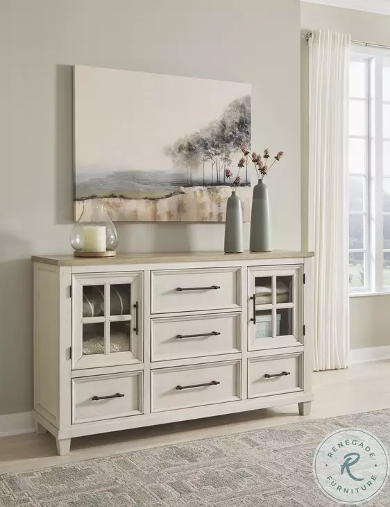 Shaybrock Antique White And Brown Dresser
