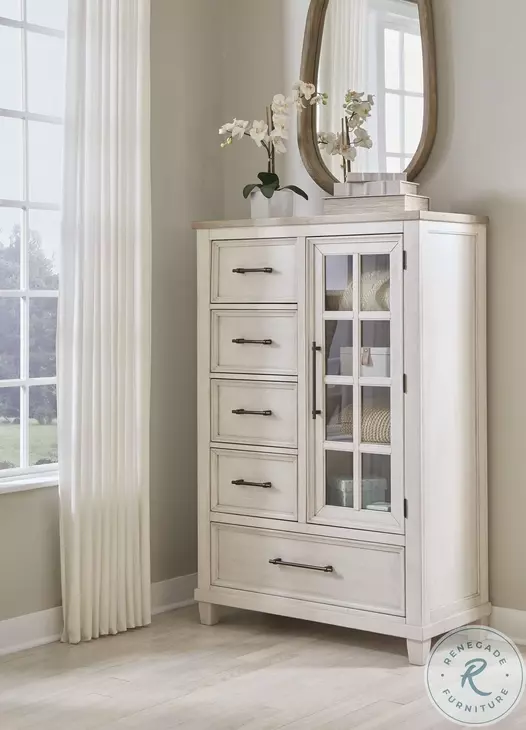Shaybrock Antique White And Brown Door Chest