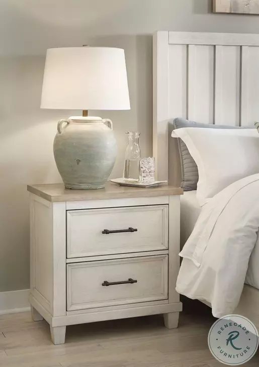 Shaybrock Antique White And Brown 2 Drawer Nightstand