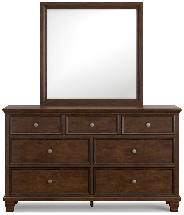 Danabrin Brown 7 Drawer Dresser and Rectangular Mirror