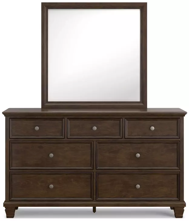 Danabrin Brown 7 Drawer Dresser and Rectangular Mirror
