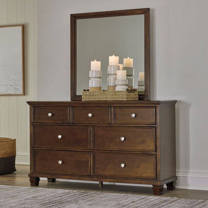 Danabrin Brown 7 Drawer Dresser and Rectangular Mirror