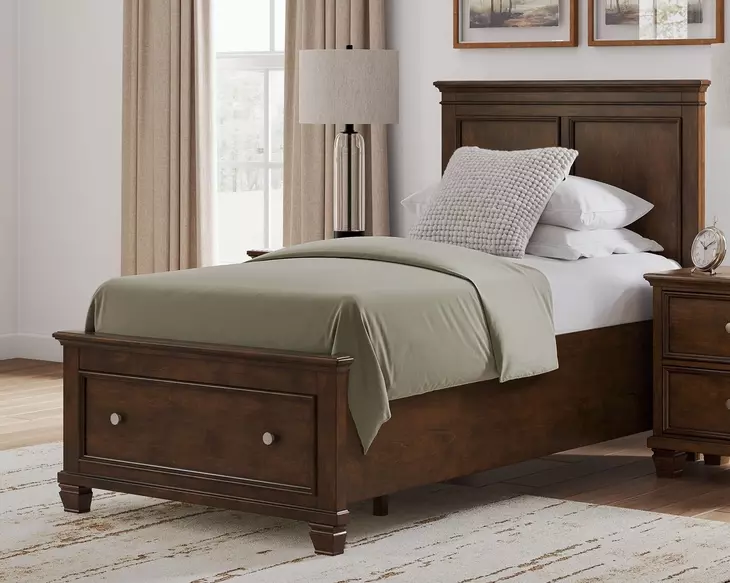 Danabrin Brown Twin Storage Panel Bed