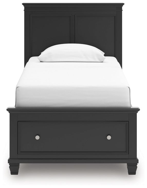 Lanolee Black Twin Storage Panel Bed