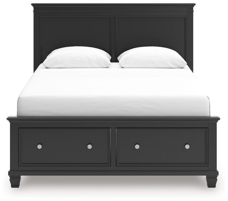 Lanolee Black Queen Storage Panel Bed