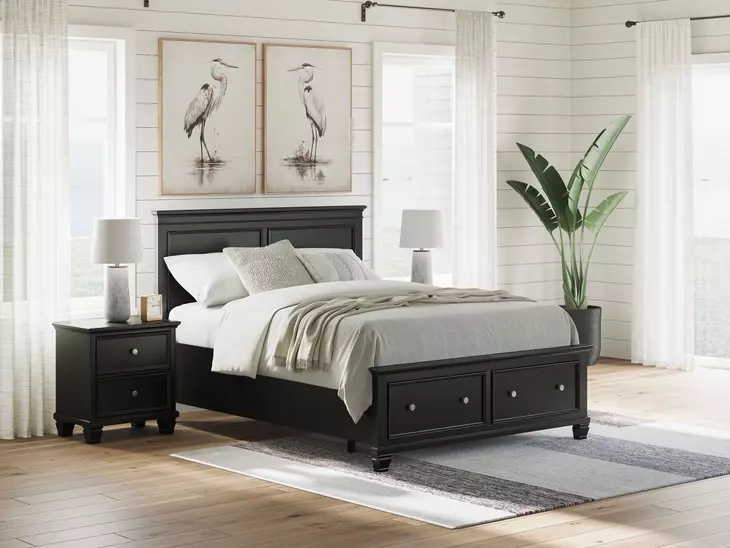 Lanolee Black Queen Storage Panel Bed