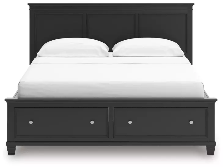 Lanolee Black California King Storage Panel Bed
