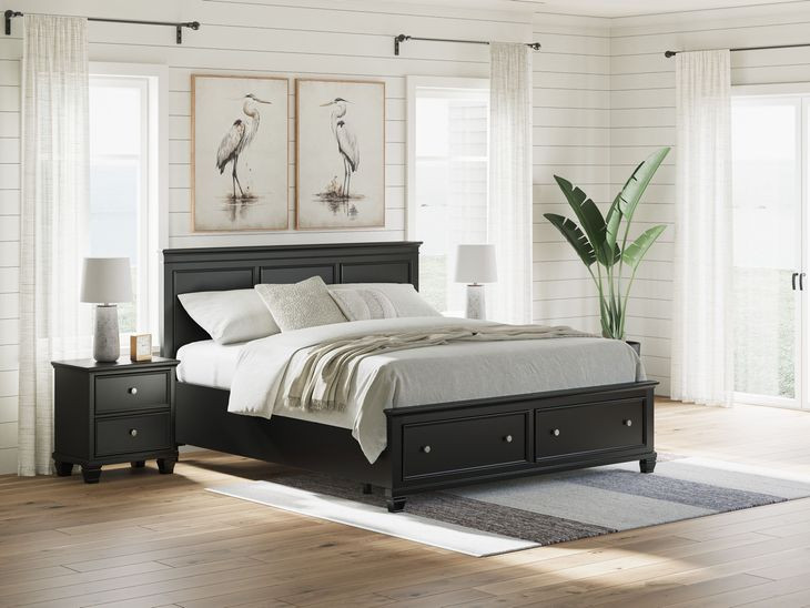 Lanolee Black California King Storage Panel Bed
