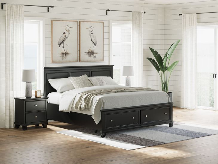 Lanolee Black King Storage Panel Bed