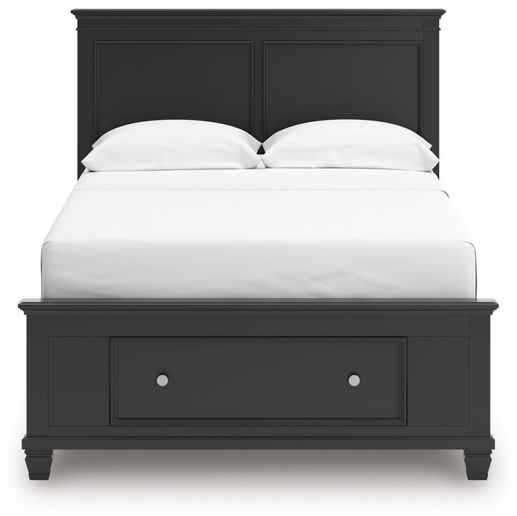 Lanolee Black Full Storage Panel Bed