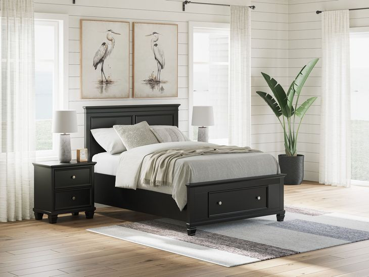 Lanolee Black Full Storage Panel Bed
