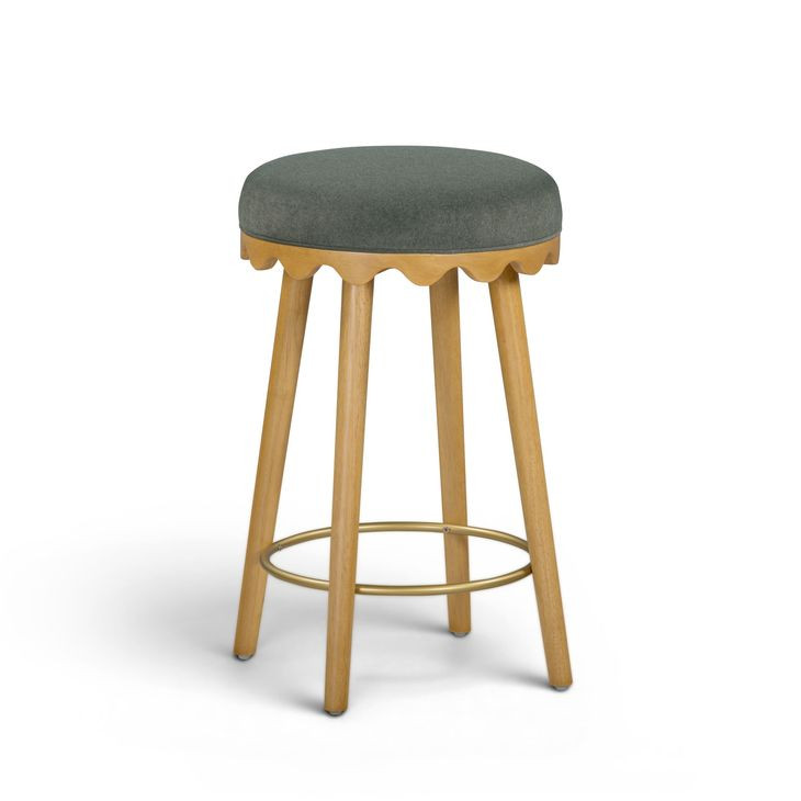 Oodle Green Performance Vegan Mohair Upholstered Counter Height Stool