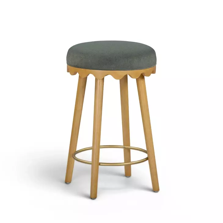 Oodle Green Performance Vegan Mohair Upholstered Counter Height Stool