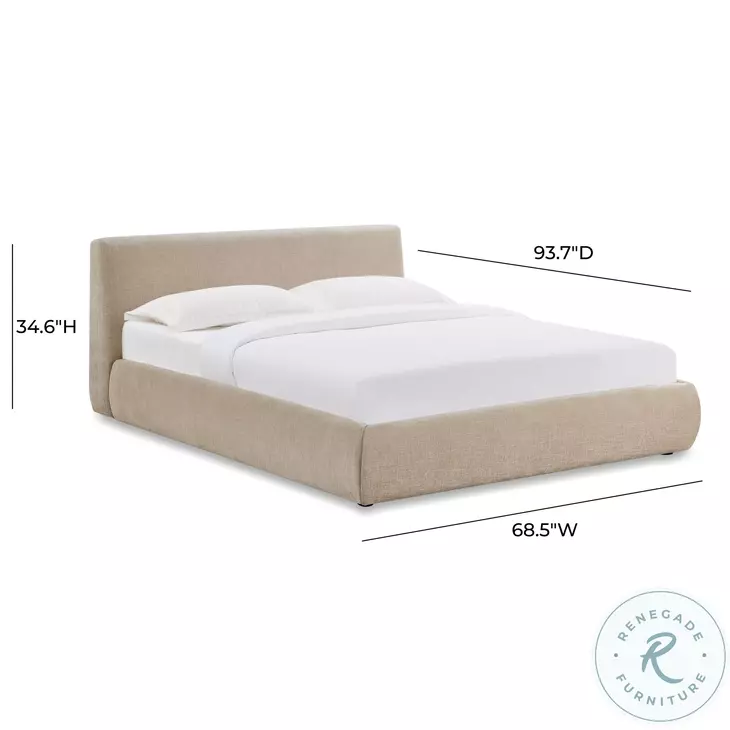 Isla Taupe Textured Velvet Queen Bed From TOV | Coleman Furniture