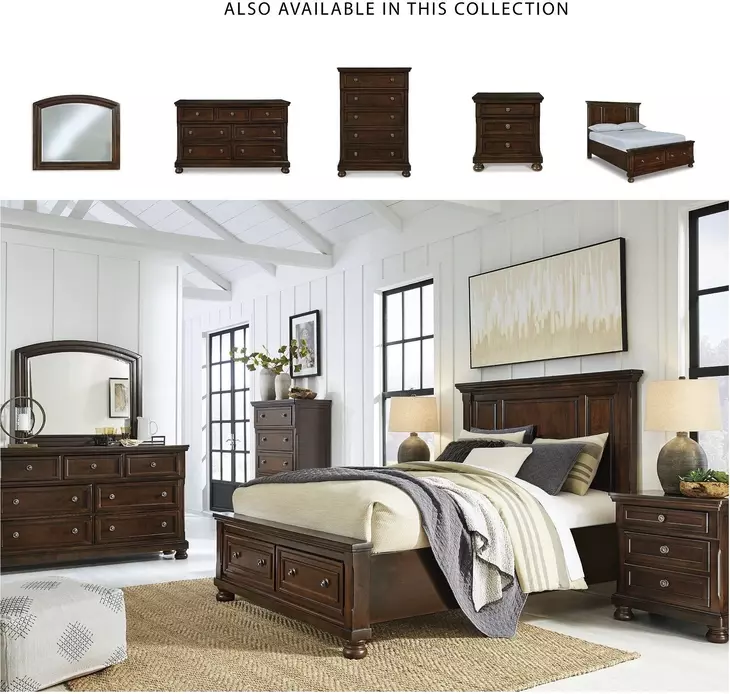 Porter Rustic Brown Queen Panel Storage Bed