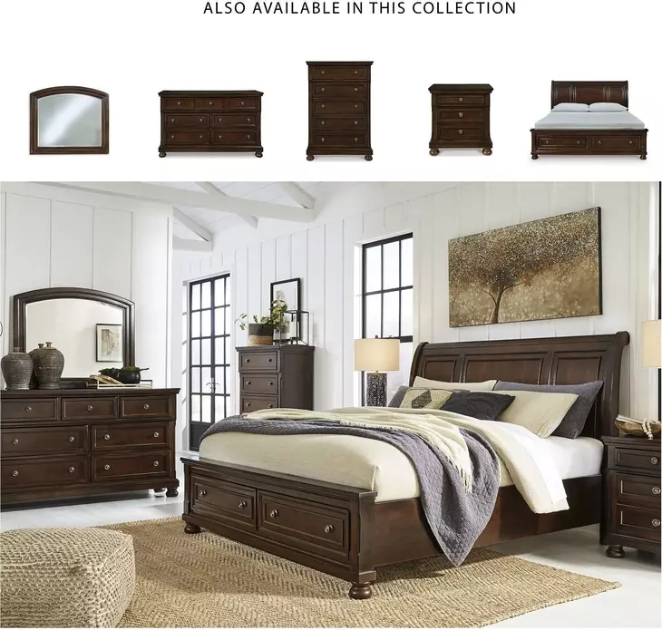 Porter Rustic Brown Sleigh King Storage Bed