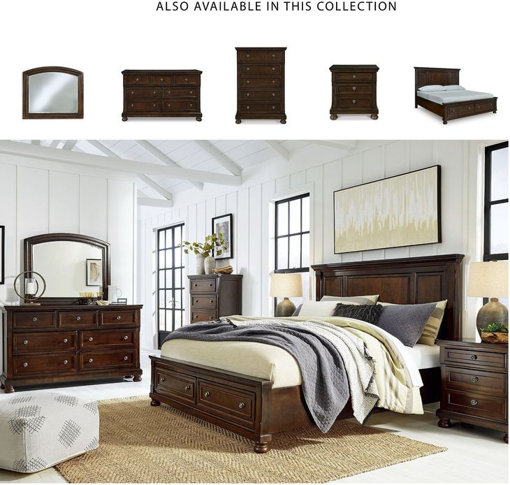 Porter Rustic Brown California King Panel Storage Bed