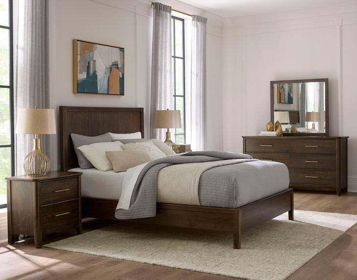 Nordhaven Nordic Walnut Queen Panel Bed