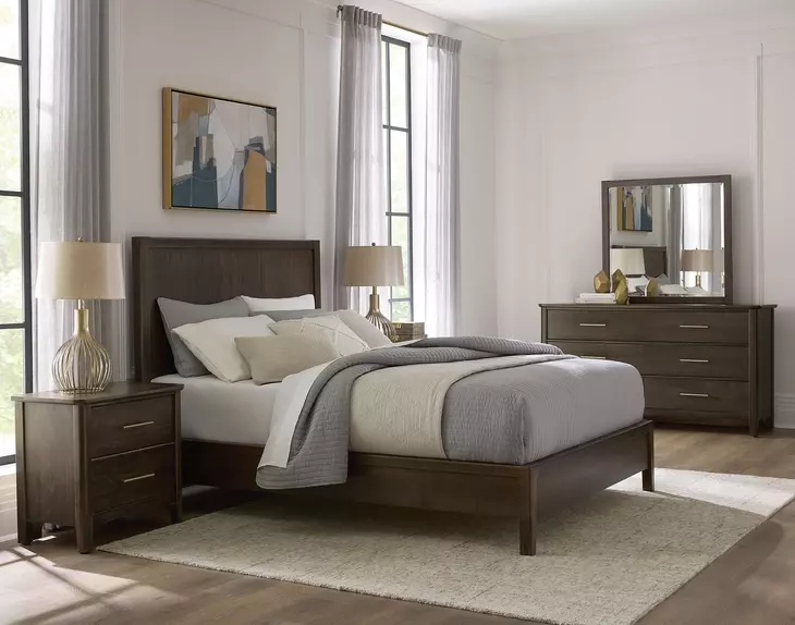 Nordhaven Nordic Walnut Queen Panel Bed