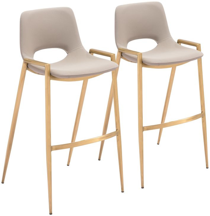 Desi Beige and Gold Bar Stool Set of 2