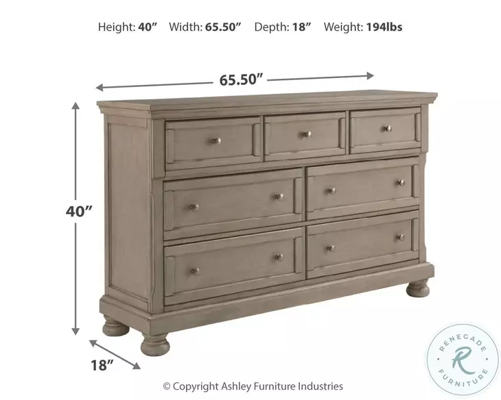 Lettner Light Gray 7 Drawer Dresser from Ashley | Coleman Furniture