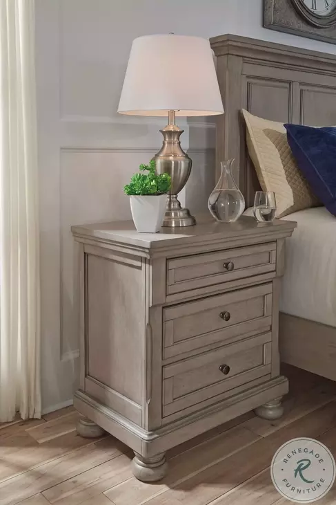 Lettner Light Gray 2 Drawer Nightstand