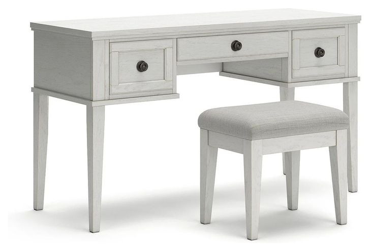 Robbinsdale Antique White Vanity With Stool
