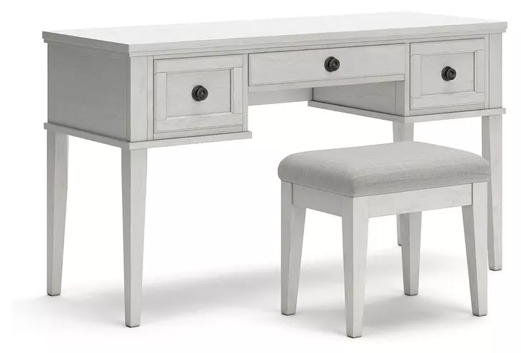 Robbinsdale Antique White Vanity With Stool