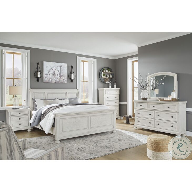 Robbinsdale Antique White Queen Sleigh Bedroom Set from Ashley ...