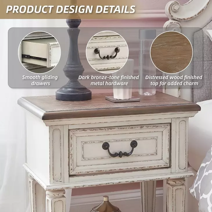 Realyn Chipped White 1 Drawer Nightstand From Home Gallery Stores