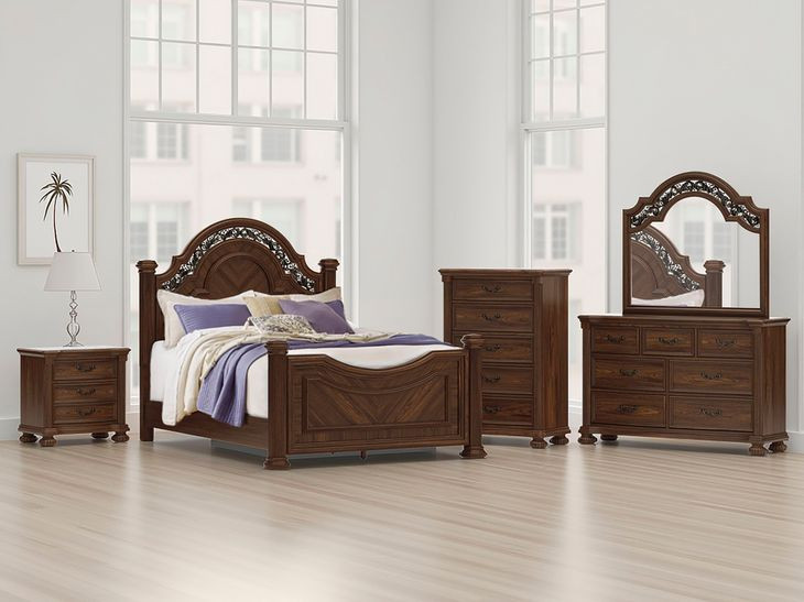 Lavinton Brown 7 Drawer Dresser and Arched Mirror