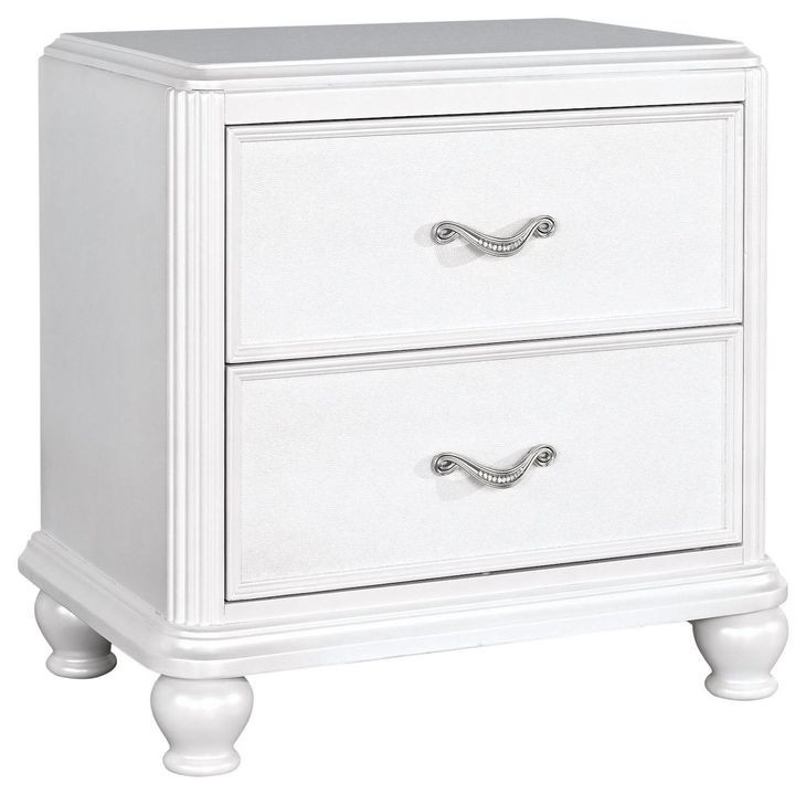 B00764 White 2 Drawer Nightstand